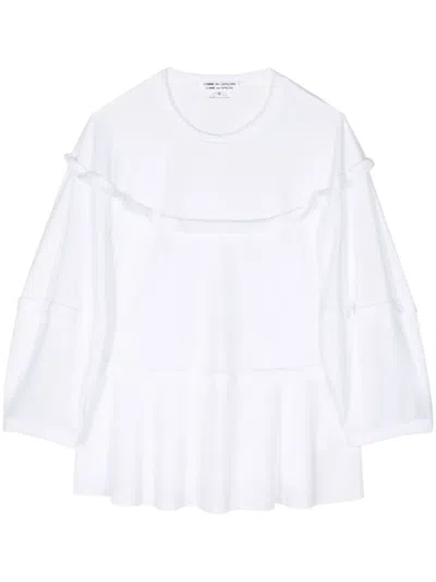 Comme Des Garçons Yoke-detail Cotton-jersey Top In White