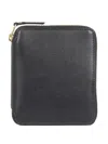 Comme Des Garçons Calfskin Compact Wallet Gold-tone Hardware In Black