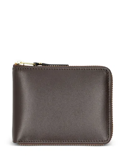 Comme Des Garçons Zip-around Leather Wallet In Brown