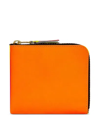 Comme Des Garçons Zip-around Leather Wallet In Orange
