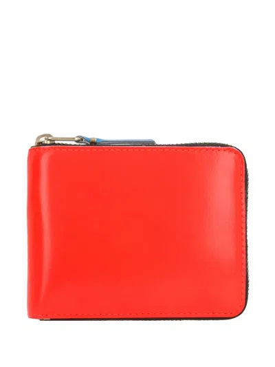 Comme Des Garçons Zip-around Leather Wallet In Red