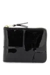 Comme Des Garçons Zip Around Patent Leather Wallet With Zipper In Black