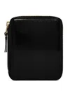 Comme Des Garçons Zip-around Shiny Leather Wallet In Black