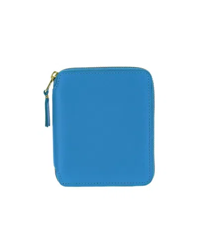 Comme Des Garçons Zip Around Wallet In Blue