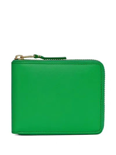 Comme Des Garçons Zip Calfskin Wallet In Green