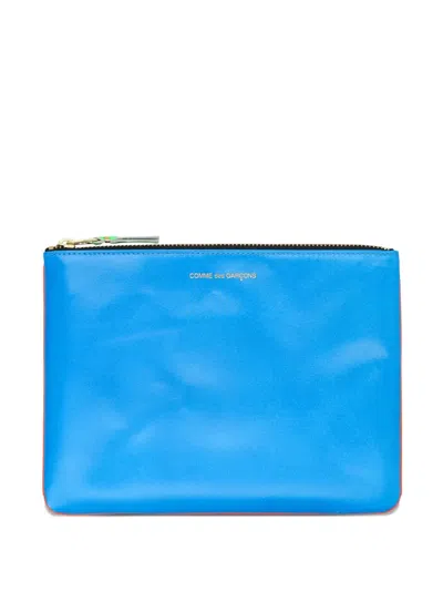 Comme Des Garçons Zip-closure Wallet In Blue