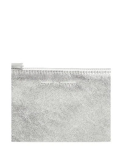Comme Des Garçons Zip-fastening Clutch Bag In Silver