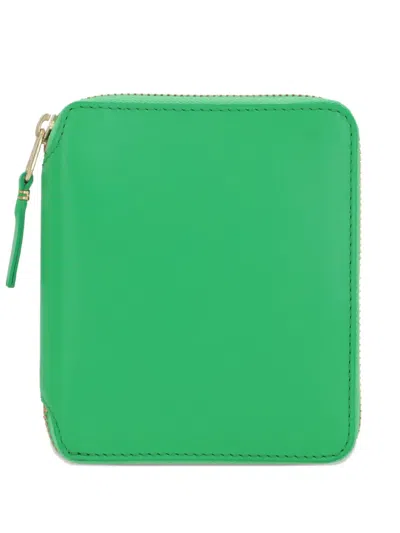 Comme Des Garçons Zip-fastening Leather Wallet In Green