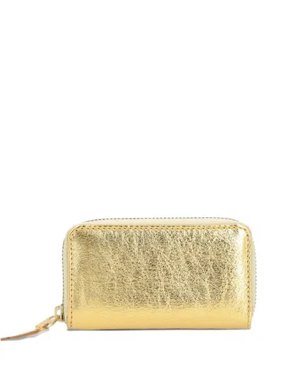 Comme Des Garçons Zip Leather Wallet In Gold
