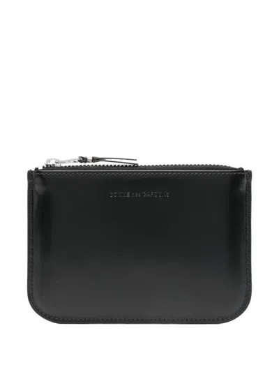 Comme Des Garçons Zip-top Leather Wallet In Black