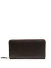 Comme Des Garçons Zip-up Calf Leather Cardholder In Brown