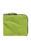 Comme Des Garçons Zip-up Leather Cardholder In Green