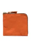 Comme Des Garçons Zip-up Leather Cardholder In Orange