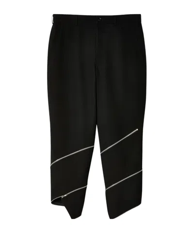 Comme Des Garçons Zip Wool Cropped Trousers In White