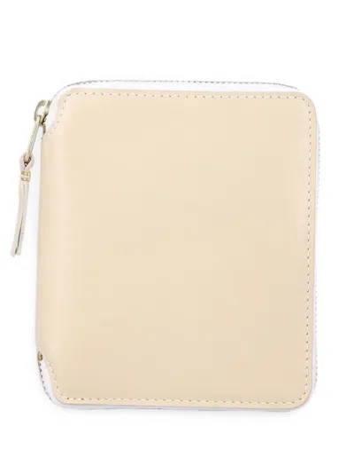 Comme Des Garçons Smooth Leather Vertical Zip Around Wallet In Neutral
