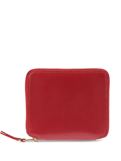 Comme Des Garçons Zip-around Leather Wallet In Red