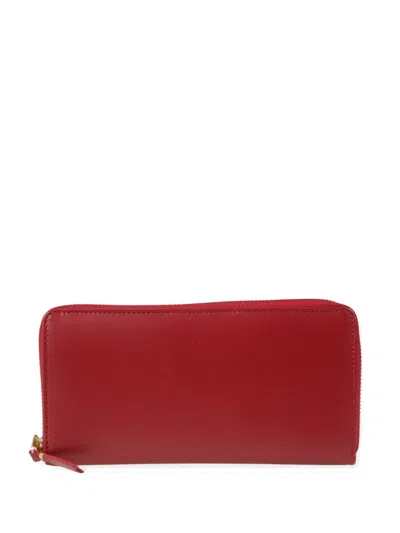 Comme Des Garçons Zip-around Leather Wallet In Red