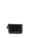 Comme Des Garçons Zip-top Leather Coin Purse In Black