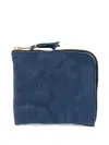 Comme Des Garçons Zipped Leather Wallet In Blue