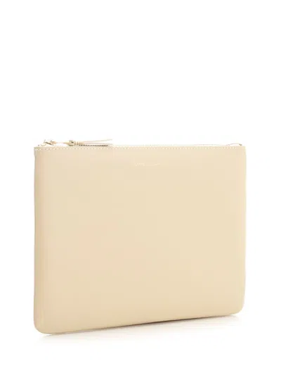 Comme Des Garçons Zipped Pouch In Beige