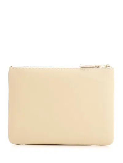 Comme Des Garçons Zipped Pouch In Beige