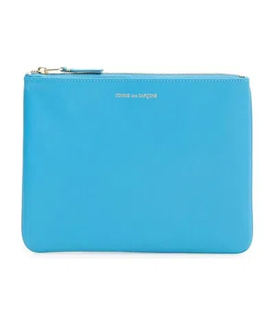 Comme Des Garçons Zipped Pouch In Blue