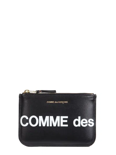 Comme Des Garçons Huge Logo Zipped Coin Wallet Accessories In Black