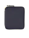 Comme Des Garçons Petite Leather Wallet Gold Accents In Blue