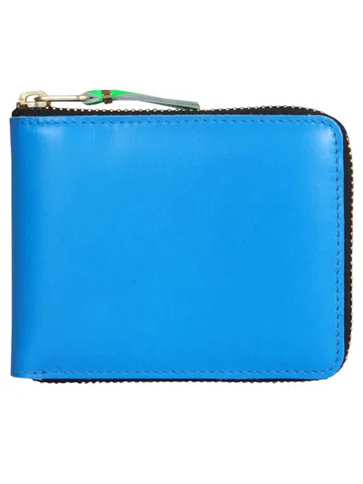 Comme Des Garçons Zipped Wallet In Blue Orange