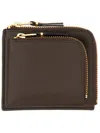 Comme Des Garçons Outside Pocket Two-compartment Half Zip Leather Wallet In Brown