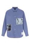 Comme Des Garҫons Homme Patch Striped Shirt In Blue