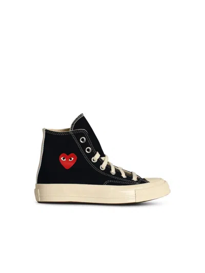 Comme Des Garçons Play X Converse 'red Heart' Black Canvas Sneakers