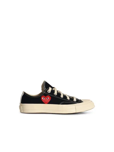 Comme Des Garçons Play X Converse 'red Heart' Black Canvas Sneakers