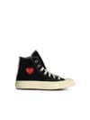 Comme Des Garçons Play X Converse 'red Heart' Black Canvas Sneakers