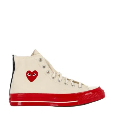 Comme Des Garçons Play X Converse High-top Casual Sneakers In White