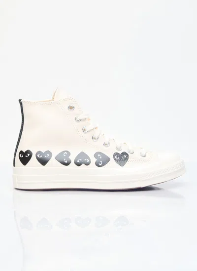 Comme Des Garçons Play X Converse Multi-heart Chuck 70 High-top Sneakers In White