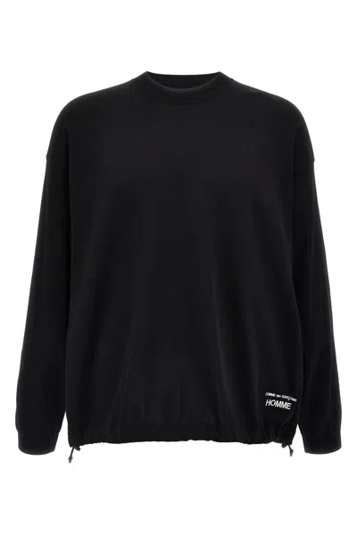 Comme Des Garòªons Homme Logo Embroidery Sweater In Black