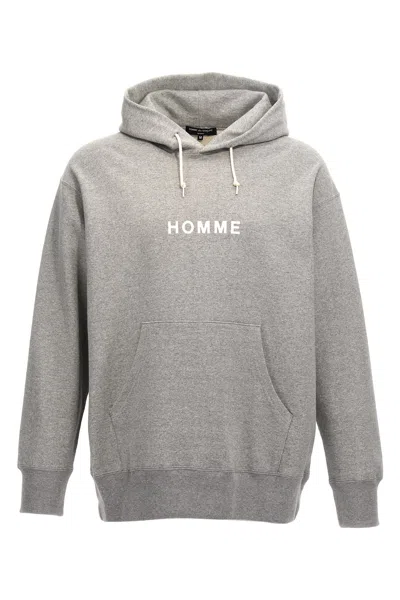 Comme Des Garòªons Homme Logo Print Hoodie In Gray