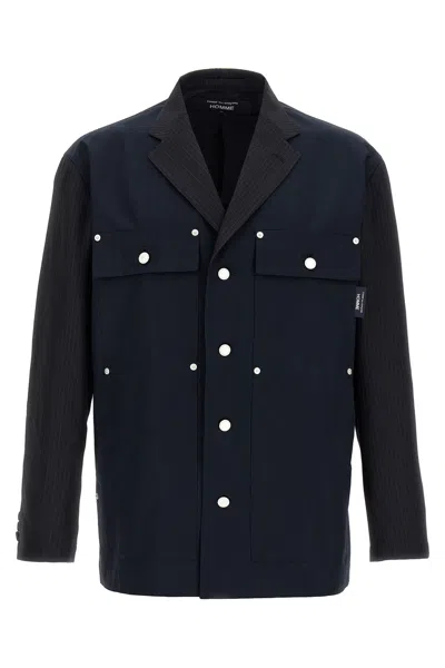 Comme Des Garòªons Homme Pinstripe Blazer In Blue
