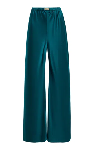 Comme Si Bias Silk Straight-leg Pants In Blue