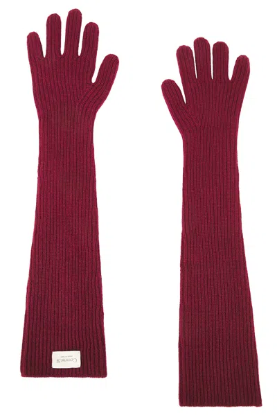 Comme Si Cashmere Long Gloves In Burgundy