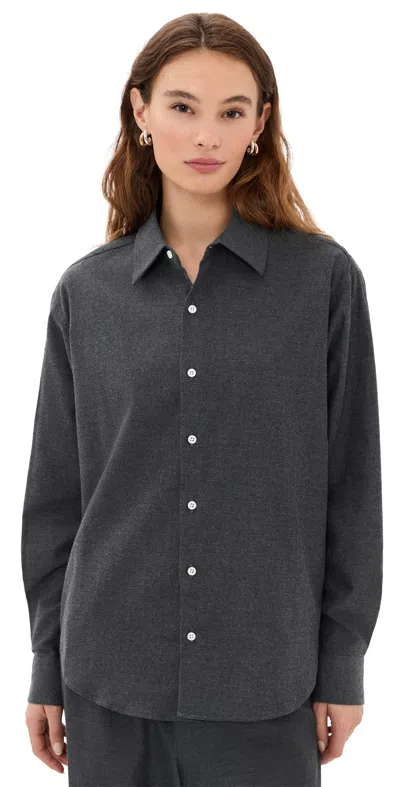 Comme Si Classic Flannel Shirt Dark Grey Twill In Gray