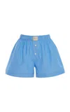 Comme Si Classica Cotton Poplin Shorts In Blue