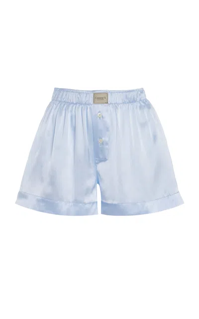 Comme Si Classica Silk Charmeuse Boxer Shorts In Blue