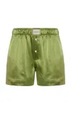 Comme Si Classica Silk Charmeuse Boxer Shorts In Green