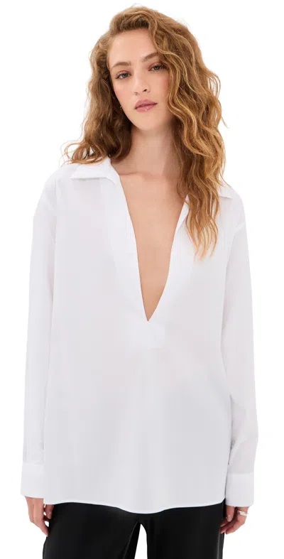 Comme Si Deep V Blouse White