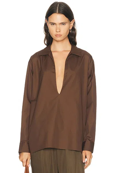 Comme Si Cotton-poplin Shirt In Brown