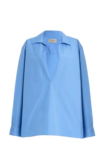 Comme Si Deep V-neck Cotton-poplin Shirt In Animal Print