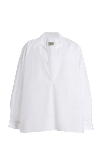 Comme Si Deep V-neck Cotton-poplin Shirt In White