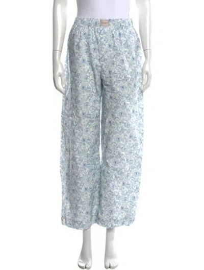 Pre-owned Comme Si Floral Print Wide Leg Pants In Blue